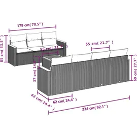 vidaXL Gartensofa-Set 8-tlg. schwarz