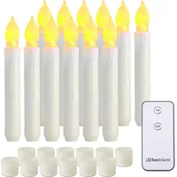 Batteriebetriebene Led-stabkerzen Mit Fernbedienung, Flackernde, Flammenlose Stabkerzen, 12er-pack Warmgelbe Künstliche Kerzen Für Halloween-kirchenpartys