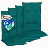 NYVI Hochlehnerauflage Hochlehner Auflagen 4er Set Barcelona - Gartenstuhlauflagen 118x50cm, (4 St), Stuhlauflage, Sitzauflage mit Halteband, UV-fest grün