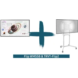 Samsung Flip Pro WM55B Bundle - 55 Zoll Flipchart +PEERLESS-AV TRVT-Flip2 Trolle...