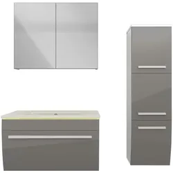 Badmöbel Set Gently 3 V2-R Weiß/Grau Badezimmermöbel Badspiegel Waschtisch 70 cm NEIN ohne LED-Beleuchtung