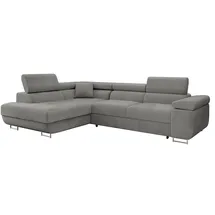 Mirjan24 Ecksofa Torezio Eckcouch mit Bettkasten und Schlaffunktion, Moderne Schlafsofa (Polo 894, Seite: Links) | Grau/Silber