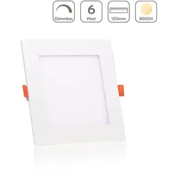 LED Panel Einbaustrahler eckig weiss dimmbar - Lichtfarbe: Warmweiß 3000K - Ausf...