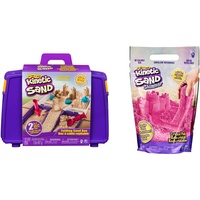 Kinetic Sand Sandspiel Koffer mit 907 Indoor-Sandspaß & Schimmersand Crystal Pink, 907 g - rosa Glitzersand für Indoor-Sandspiel aus Schweden, ab 3 Jahren