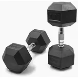 SUPRFIT - Hexagon Kurzhanteln paarweise mit gummiertem Eisenkern - Fitness Gewichte Hanteln 2 x 20 kg mit rutschfestem Chromgriff - Premium Kurzhantel Set für Calisthenics, Krafttraining & Crossfit