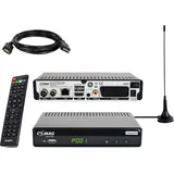 Comag SL65T2 DVBT2 Receiver Bundle mit passiver DVBT2 Antenne, DVB-T2 Receiver mit Aufnahmefunktion und Dolby Digital Plus Unterstützung, 12V-Netzteil, Ideal für Camping, PVR Ready