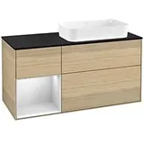 Villeroy & Boch Finion Waschtischunterschrank G682MTPC 120x60,3x50,1cm, Regal links White matt lacquer, Oak Veneer