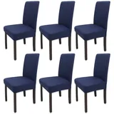 Leeyunbee 6 Stück Esszimmer Stuhlhussen, Abnehmbare Waschbar Elastische Moderne Beschützer Stuhlbezug, Dehnbare Stuhlhussen Für Hochzeit Partys Bankett Haus Esszimmer Hotel Restaurant (Navy Blau)