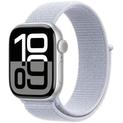 Apple Watch Series 10 Aluminiumgehäuse GPS 42mm Silber (Sport Loop blaue Wolke)
