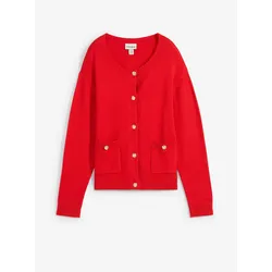 bonprix Strickjacke mit Taschen, rot, 36/38 (S), mit Baumwolle