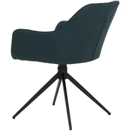 Mendler Einzelst�ck | 2er-Set Esszimmerstuhl HWC-O47, Küchenstuhl Armlehne, drehbar Auto-Return, Stoff/Textil (270g/m2) ~ petrol-grün