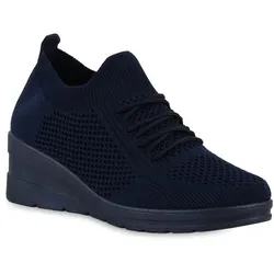 Damen Sneaker Wedges in Dunkelblau