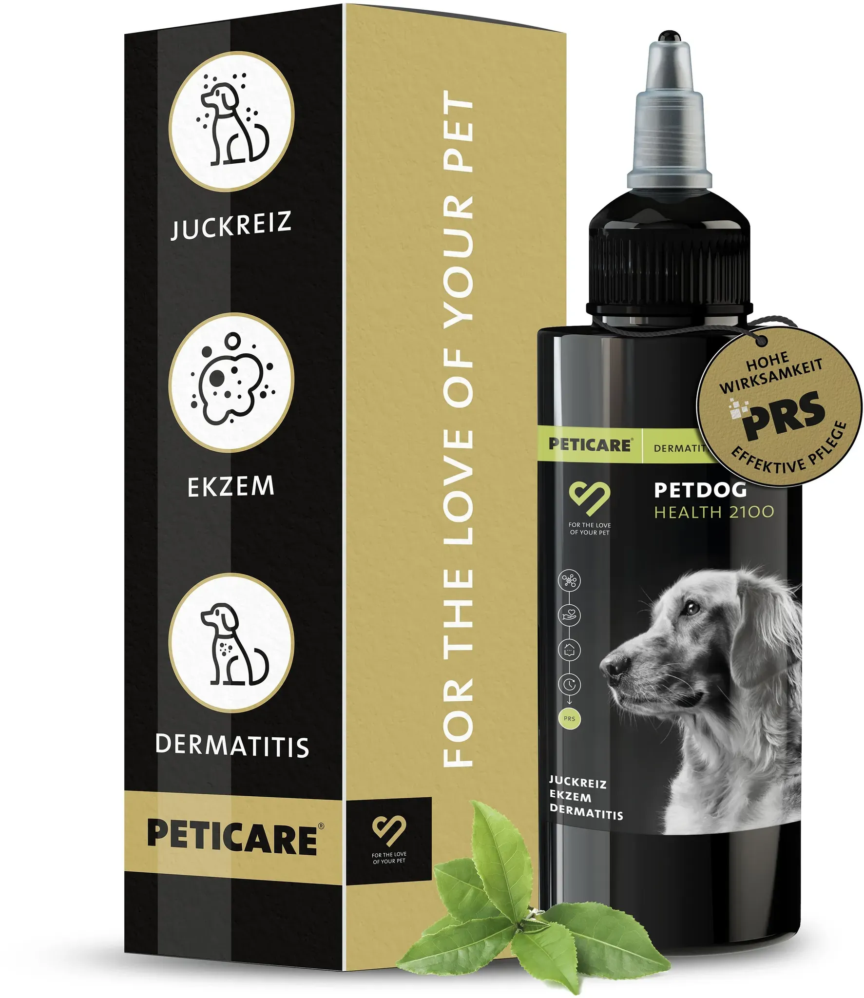 Peticare Ekzempflege für Hunde bei Dermatitis & Neurodermitis, stoppt Juckreiz pflegt die Haut Lotion 100 ml