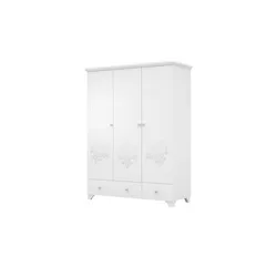 Kleiderschrank  Boho , weiß , Maße (cm): B: 156 H: 205,4 T: 64,6