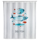 WENKO Duschvorhang Big Fish Motiv 180,0 x 200 cm waschbar,