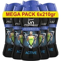 LENOR Unstoppables Parfümperlen für Kleidung, Active-Technologie, Lilie, Blau, 15 Stück (6 Stück)