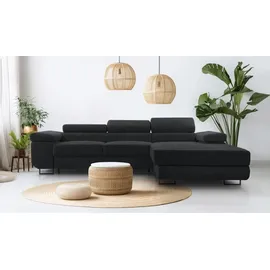 ax living Cord Couch L Form – Arborio R 280 cm Ecksofa in Dunkelgrau - Schwarz