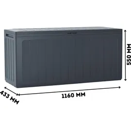 Prosperplast Boardebox Gartenbox Kissenbox Gartentruhe Verschließbar 290 Liter Anthrazit - Grau