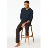 SCHIESSER Schlafanzug SCHIESSER "Comfort Essentials", Herren, Gr. 50, rotbraun, Single Jersey, Obermaterial: 100% Baumwolle, Basic lang, V-Ausschnitt, Homewear-Sets Schlafanzug, mit V-Ausschnitt und aufgesetzter Brusttasche