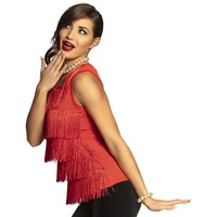 Boland 02026 - Charleston Top, Rot, für Damen, Shirt mit Fransen, 20er Jahre, Flapper, Kostüm, Verkleidung, Mottoparty