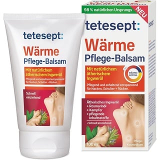 tetesept Wärme Pflege-Balsam – Pflegende Wärmesalbe entspannt anhaltend Nacken, Schulter und Rücken – Mit natürlichen ätherischen Ölen aus Ingwer und Rosmarin – 1 x 100 ml Tube