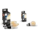 Philips Hue White Ambiance Filament, smarte E14 LED Lampe & White Ambiance E27 Filament Lampe Einzelpack (550 lm)