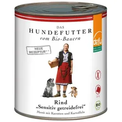 defu Nassfutter Hund Rind Sensitiv getreidefrei bio 820g