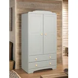 Dynamic24 Kleiderschrank LIV Massivholz Schlafzimmerschrank Holz Schrank grau