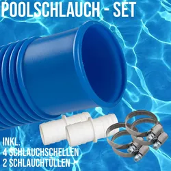 38 mm Pool Schwimmbad  Solar Ansaug Saug Teich Schlauch SET - blau 12,0 m