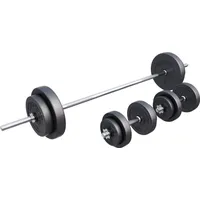 Gorilla Sports Langhantelset Langhantelstange 170 cm 60 kg grau
