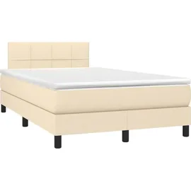vidaXL Boxspringbett mit Matratze & LED Creme 120x200 cm Stoff