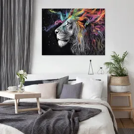 WallArena LEINWANDBILD Abstrakt Löwe Wohnzimmer 60x40