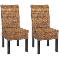 Mendler 2er-Set Esszimmerstuhl Korbstuhl M69 Stuhl BALI Bananengeflecht dunkel,