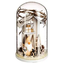 Atmosphera Créateur d'intérieur Glaskuppel mit Holzdeko, 12,5 cm