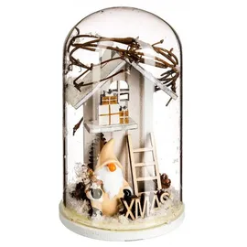 Atmosphera Créateur d'intérieur Glaskuppel mit Holzdeko, 12,5 cm