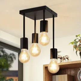 CBJKTX ZMH Deckenlampe 4 Flammig E27 Küchenlampe Metall Hängend Industrial Deckenspots für küche Flur Wohnzimmer Bar (ohne Leuchtmittel)