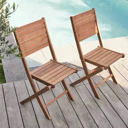 Oviala Business 2er-Set Klappstühle aus Eukalyptusholz - Oviala