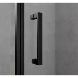 SoGood doporro Eck-Duschkabine 75x80x195cm Eckdusche in schwarz mit Hebe- und Senkmechanismus ESG-Sicherheitsglas Klarglas inkl. beidseitiger Easy-Clean-Beschichtung Ravenna36-plus