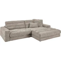 Candy Ecksofa 3C CANDY "Stripes Mega-Sofa, bequem und komfortabel, L-Form", grau (taupe), B:296cm H:83cm T:205cm, 88% Polyester, 12% Polyacryl, Sofas, Ecksofa, Lose Rückenkissen, mit feiner Quersteppung, Cord-Bezug