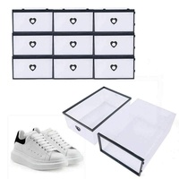 Ethedeal Schuhboxen Stapelbox Organizer Boxen mit Deckel, 20 Stück Kunststoff Weiße Schuhkarton Transparent Faltbar, für Eine Vielzahl von Schuhen, PP Kunststoff Feuchtigkeitsbeständig