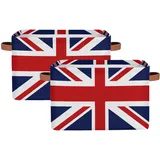 Mexpekil Aufbewahrungskorb mit britischer Flagge, Stoffwürfel, Aufbewahrungsboxen mit Griffen, groß, zusammenklappbar, Organizer für Regale, Kleidung, Spielzeug, 2 Stück