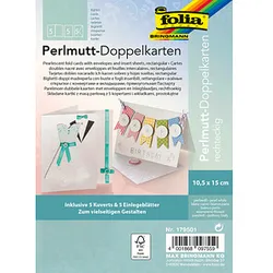 5 folia Faltkarten mit Briefumschlägen pastell DIN A6 perlweiß