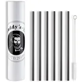 Buddy's Buddy ́s Bar", schwarz, B:0,8cm H:21,5cm L:0,8cm T:0,8cm Ø:0,8cm, Edelstahl, Küchenhelfer-Sets, wiederverwendbar, 6 Strohhalme + Reinigungsbürste, Gunmetal-Look