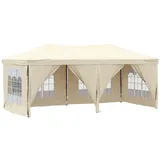 vidaXL Partyzelt Faltbar mit Seitenwänden Creme 3 x 6 m