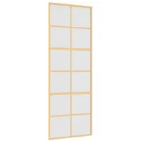 vidaXL Haustür Schiebetür Golden 76x205 cm Matt ESG-Glas und Aluminium (1-St)