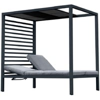 Premium Pavillon Doppel-Sonnenliege Gartenliege Pergola Loungebett Dach