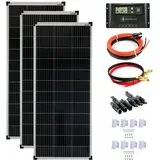 300 Watt 12V Solar Set 20A Laderegler gelb Montagewinkel Solaranlage Inselanlage Solarmodul 1200mm