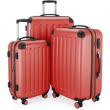 HAUPTSTADTKOFFER - SPREE - 3er Trolley-Set Rollkoffer Reisekoffer, (S, M und L) Koffer-Set, 4 Doppel-Rollen, , Korall