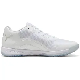 Puma Accelerate Turbo 4 Hallenschuhe, Unisex, Puma Weiß, PUMA Silber, Aschgrau, 43
