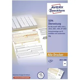 Avery Zweckform Bankformular SEPA-Überweisung A4 Weiß